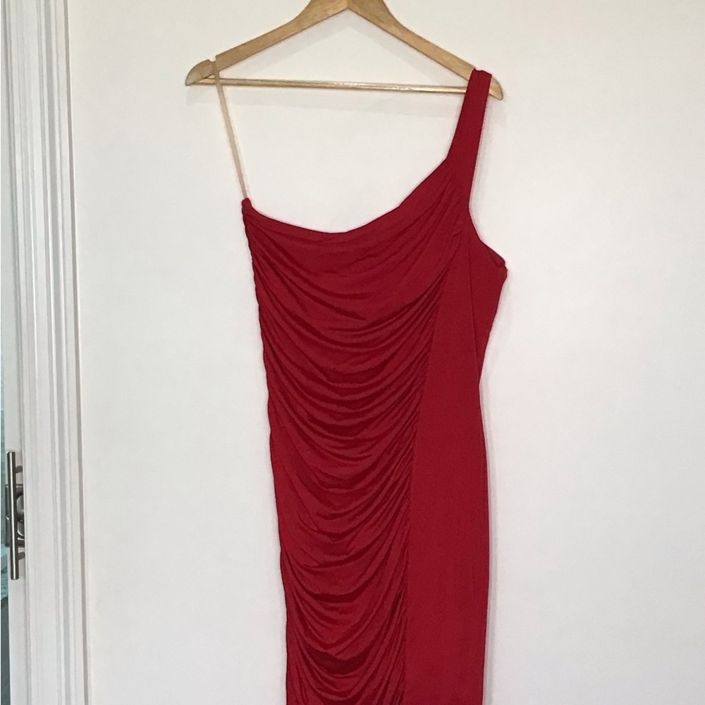 Charlotte Russe Sexy Red Ruched One Shoulder Sophisticated Dress Size XL - Picture 4 of 6